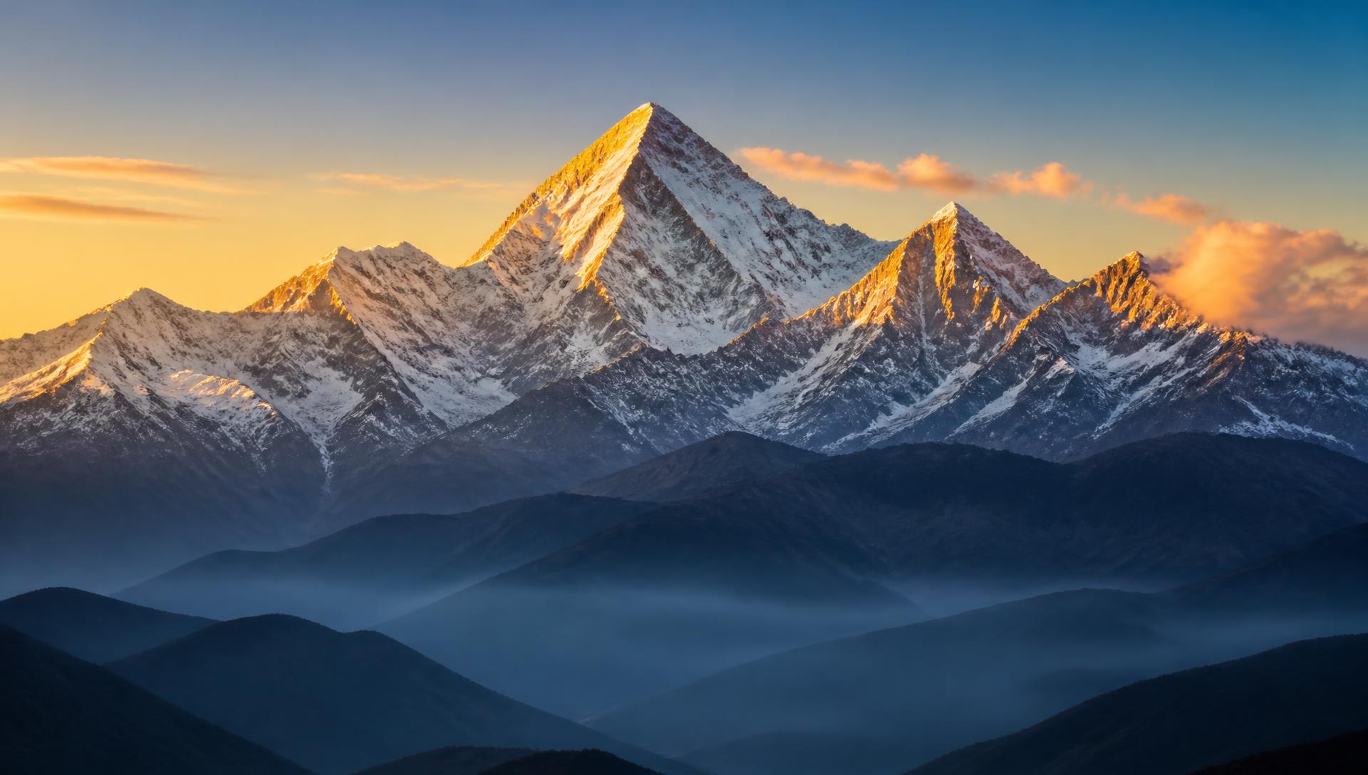 Mount Everest and the Himalaya at sunrise